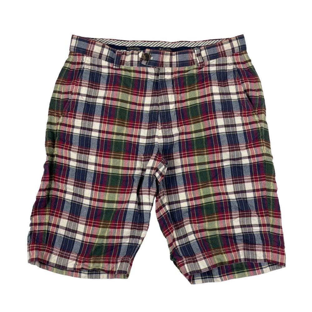 Brooks Brothers Baird McNutt Bermuda Shorts Plaid Linen Cotton Mens 32